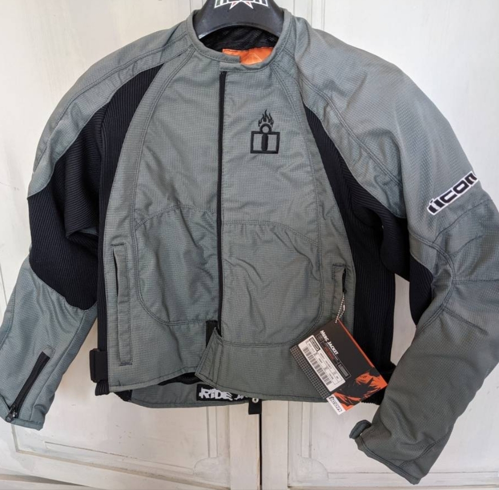 Icon Merc Padded Motorcycle Jacket in Black and Gray (size Small)